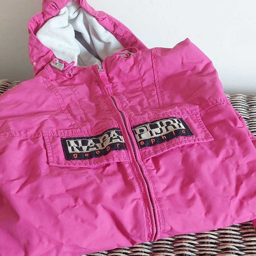 Vintage Napapijri Taped Seams Hooded Fleece Lined Jacket
